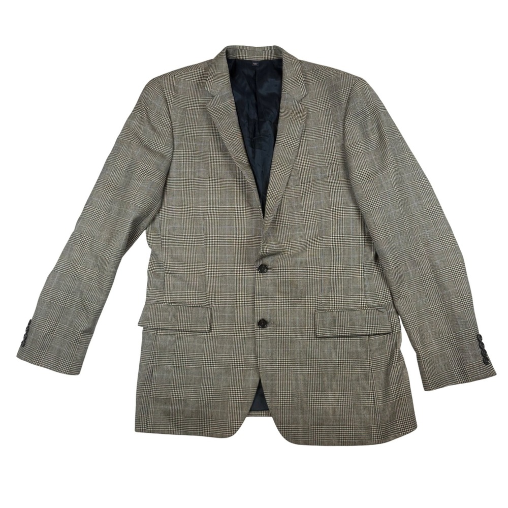J.Crew Thompson Mens 42L Glen Plaid WoolBlend Blazer Sport Coat Brown Blue B0981